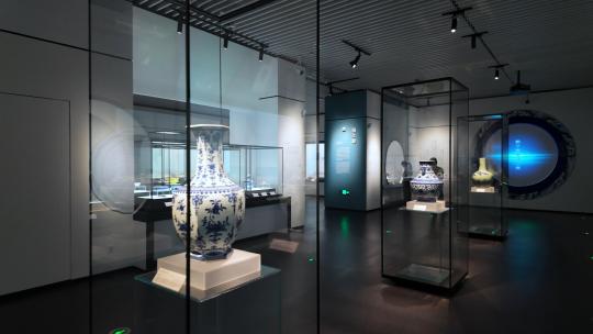 博物馆展厅 瓷器陶瓷古代文物展览视频素材模板下载