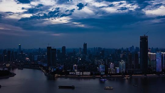 武汉硚口区汉江口日转夜延时摄影视频素材模板下载
