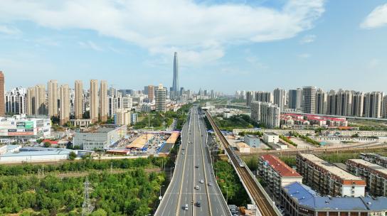 天津滨海新区交通路网航拍视频素材模板下载