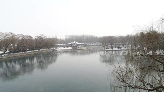 济南章丘百脉泉雪景航拍