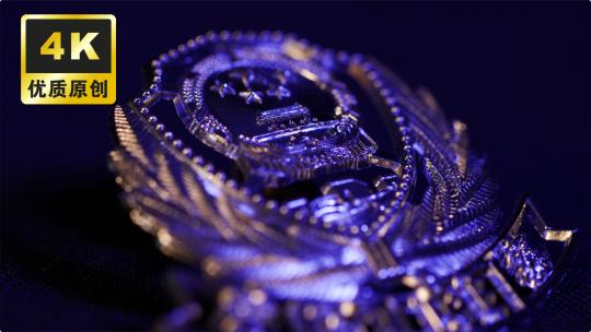 警察警徽警花特写公安正义人民保护者