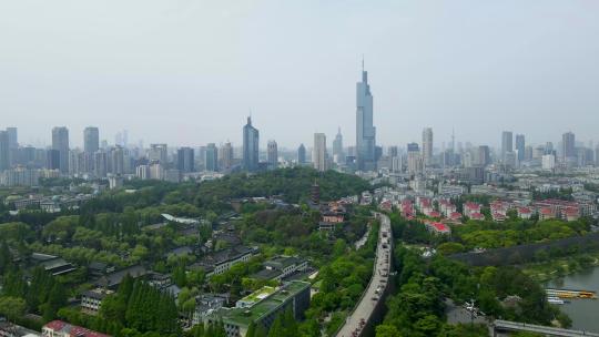 4k 航拍江苏南京城市建筑天际线