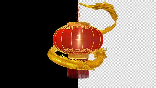 4K盘龙大红灯笼AE模板