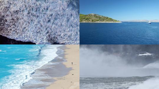 【合集】海岸线沙滩黑海滩恶劣天气海浪岩石