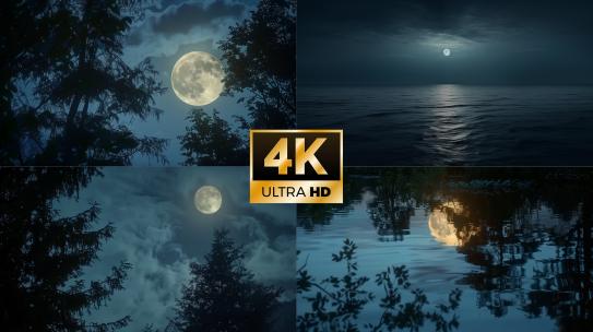 月亮升起明月中秋元宵月圆月满月月色夜晚高清在线视频素材下载