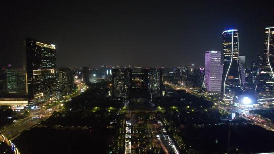 航拍浙江杭州市民广场城市阳台夜景