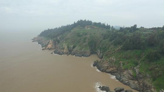 航拍浙江台州玉环市海滨风景