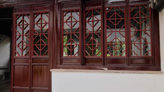 中式江南园林建筑门窗视频素材模板下载