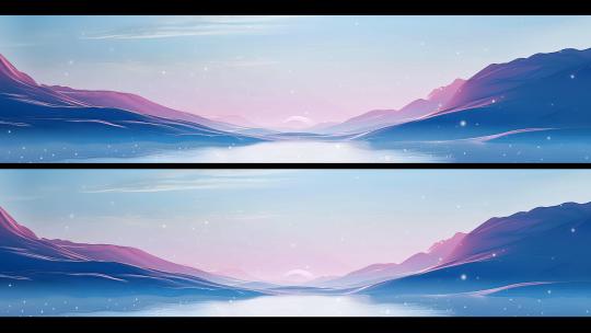 蓝色紫色湖水湖面山水天空宽屏高清在线视频素材下载