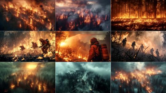 森林火灾山林着火消防员灭火高清在线视频素材下载