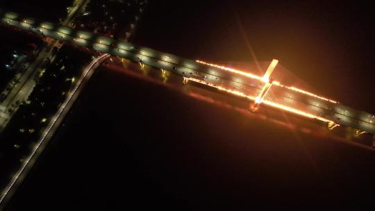 4K珠海横琴大桥夜景航拍视频