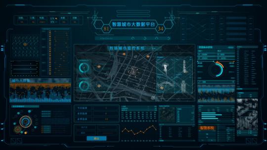 科技智慧城市HUD大数据界面背景AE模板AE视频素材教程下载
