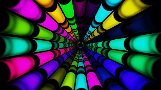 霓虹色隧道 无缝环路上的迷幻霓虹色隧道视频素材模板下载
