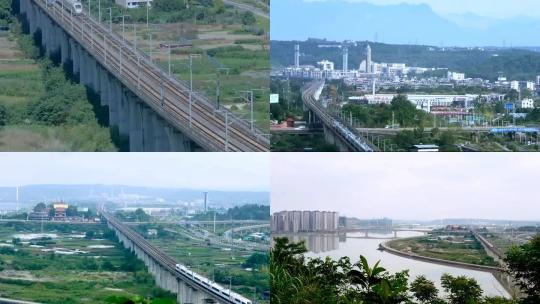 绵阳 石马 青义 车 高铁 速度 铁路 桥梁高清在线视频素材下载