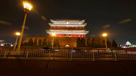 北京正阳门夜景视频素材模板下载