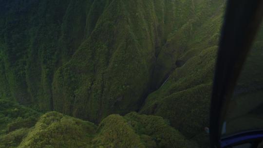直升机中拍摄夏威夷瓦胡岛