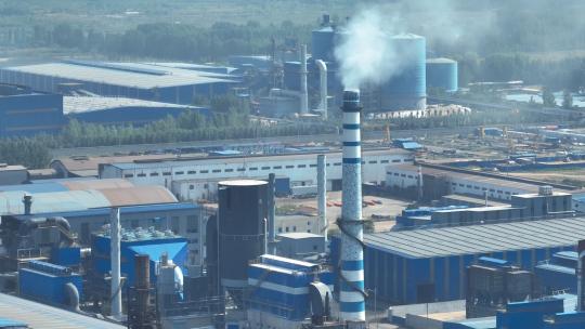 航拍城市工业工厂环保烟囱
