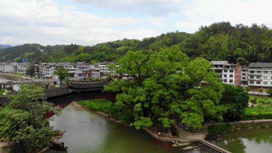 航拍浙江温州泰顺泗溪廊桥景区风光