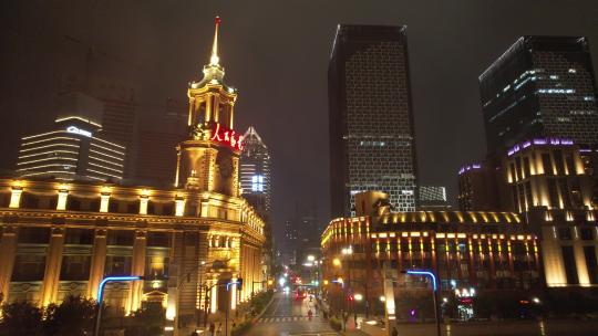 上海邮政博物馆雨夜航拍