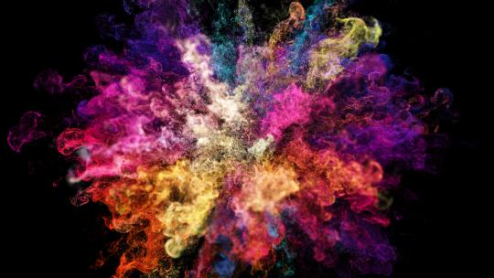 绚丽彩色粒子粉尘爆炸动画烟尘流体特效视频
