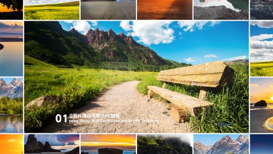 照片墙证书展示AE模板