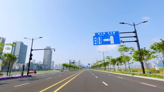 白天杭州市观澜路车头行车空镜视频素材模板下载