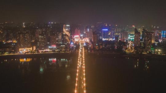 湖南邵阳城市夜景交通航拍移动延时