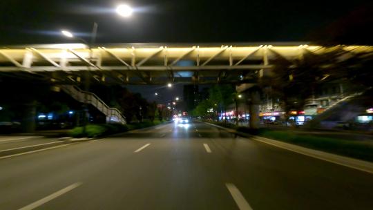 夜晚杭州市虎跑路车尾行车空镜视频素材模板下载