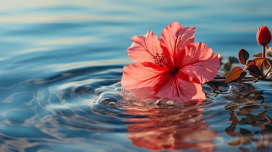 4K红叶花夏日大海大自然生态宣传广告片水中