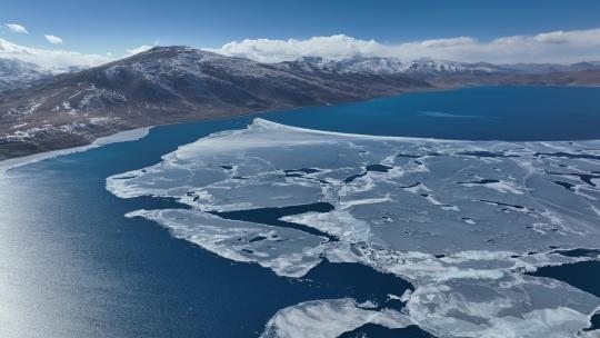 西藏佩枯措航拍|高原湖泊航拍|冰湖冰面航拍视频素材模板下载