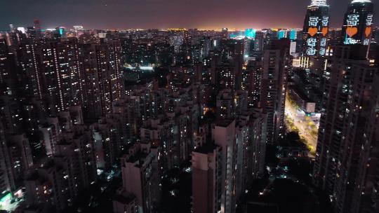上海浦西环球港夜景航拍