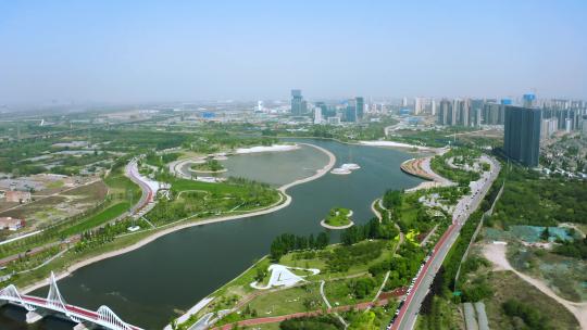 西咸新区沣渭生态景观区4k航拍
