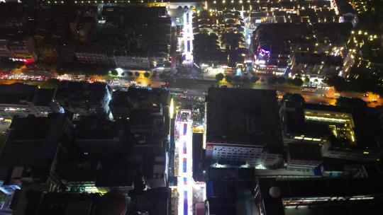 广西桂林城市夜景灯光交通车辆航拍