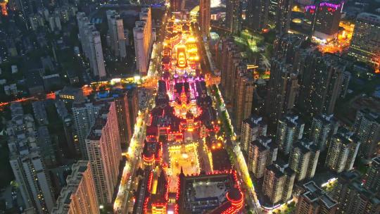 武汉光谷步行街夜景航拍延时视频