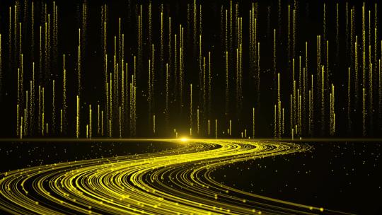 金色粒子光线河流背景AE模板