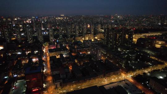 沈阳中山广场城市高楼交通航拍夜景风光