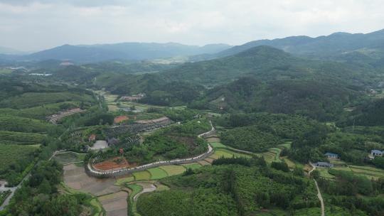 美丽乡村农田农业种植山川丘陵航拍