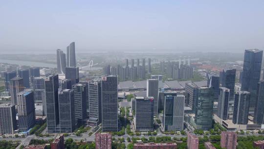 4k 航拍南京河西新城CBD建筑景观