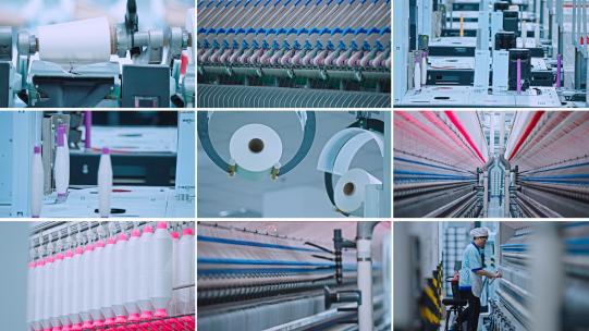 自动化纺纱智能纺纱工业纺织捻沙织布高清在线视频素材下载