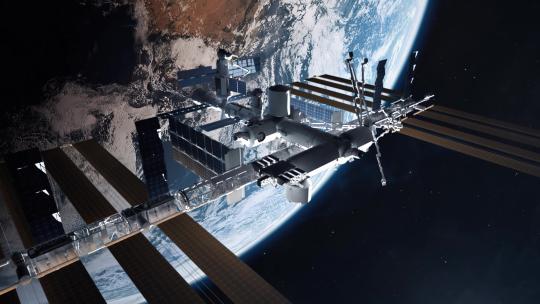 3D建立地球轨道上的国际空间站的镜头2视频素材模板下载