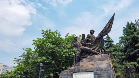 衡阳保卫战抗战雕像延时摄影