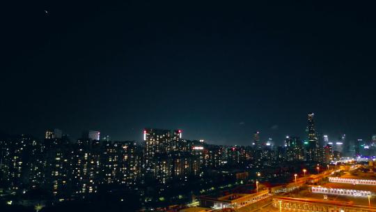 深圳湾夜景航拍跨海公路大桥