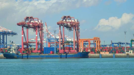 厦门港海沧港区现代化自动集装箱码头港口视频素材模板下载