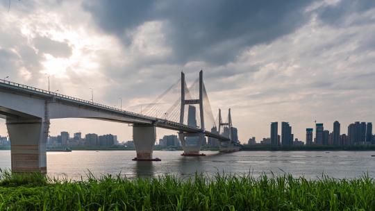 宏伟壮观武汉长江二桥延时视频素材模板下载