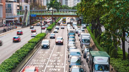 香港城市交通车水马龙道路车流延时