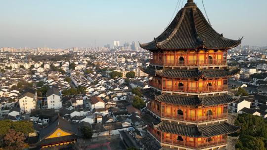 苏州北寺塔春季航拍