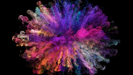 五彩粒子粉末爆炸彩色粒子流体特效粉尘烟雾