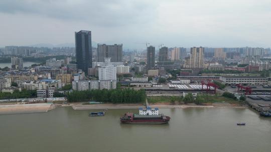 航拍江西九江城市建设九龙广场视频素材模板下载