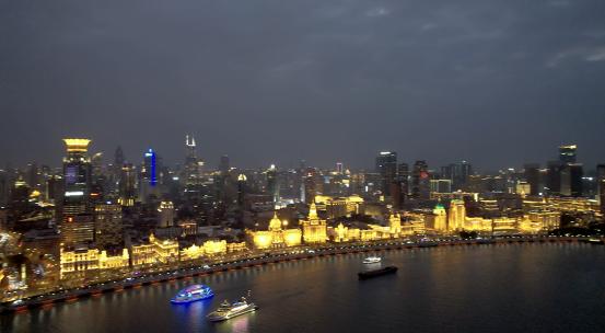 航拍上海·外滩夜景·空镜头4K