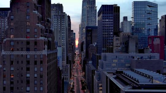 城市航拍范德比尔特一号纽约摩天大楼夜景